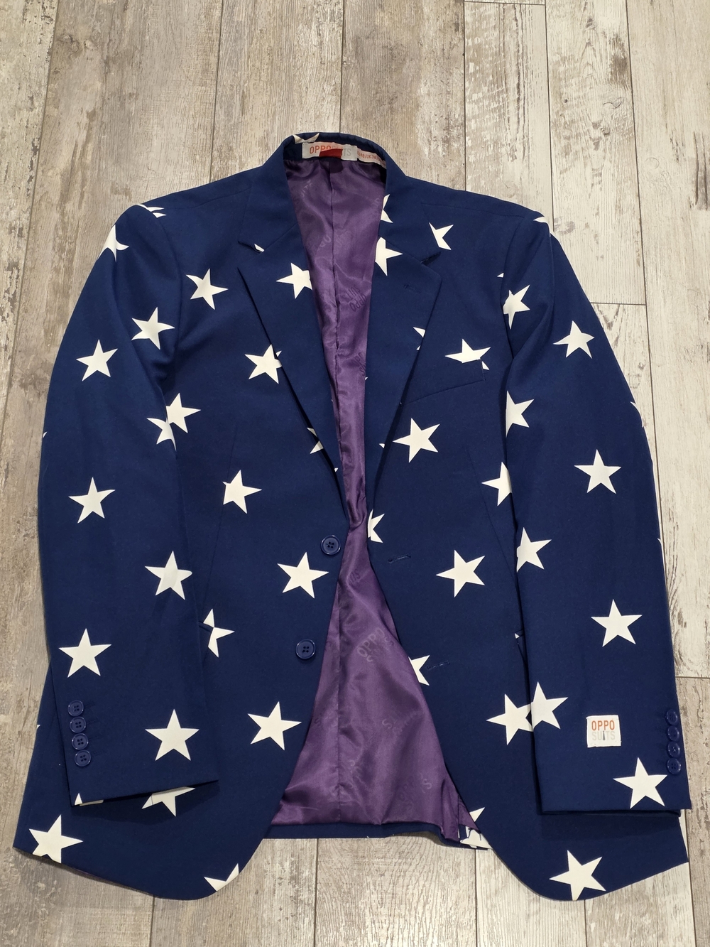 38R Men's Stars Opposuits Blazer American Flag 2 Button Sport Coat Blue
